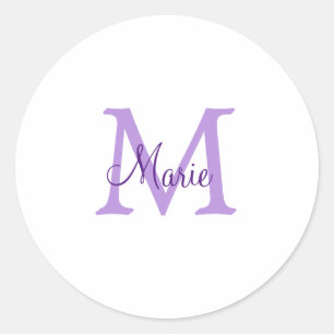 simple minimal add name monogram pink red   throw  classic round sticker