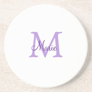 simple minimal add name monogram pink red throw coaster