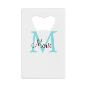 simple minimal add name monogram pink red   throw  credit card bottle opener