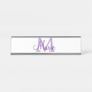 simple minimal add name monogram pink red throw desk name plate