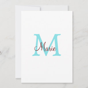 simple minimal add name monogram pink red throw holiday card