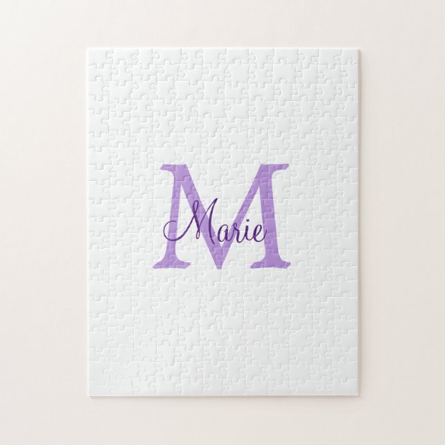 simple minimal add name monogram pink red   throw  jigsaw puzzle (Vertical)