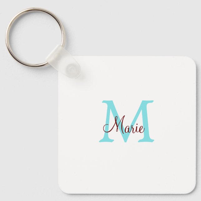 simple minimal add name monogram pink red   throw  keychain (Front)