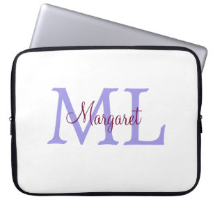 simple minimal add name monogram pink red throw laptop sleeve