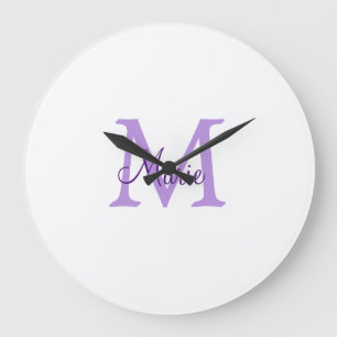 simple minimal add name monogram pink red   throw  large clock