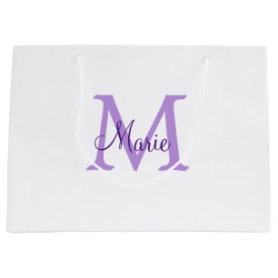 simple minimal add name monogram pink red throw large gift bag