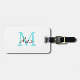 simple minimal add name monogram pink red   throw  luggage tag