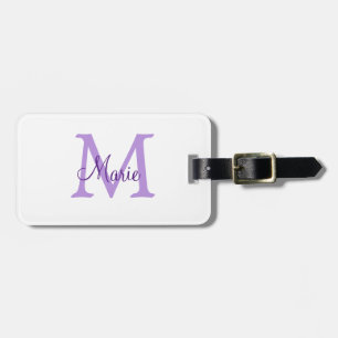 simple minimal add name monogram pink red throw luggage tag