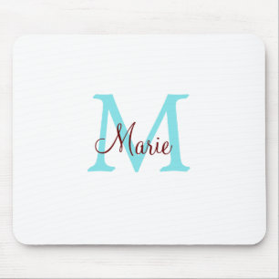 simple minimal add name monogram pink red   throw  mouse pad
