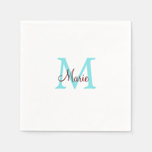 simple minimal add name monogram pink red   throw  napkin
