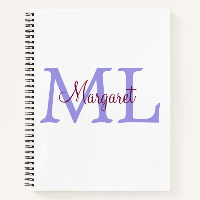 simple minimal add name monogram pink red   throw  notebook (Front)