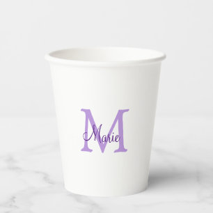 simple minimal add name monogram pink red throw paper cups
