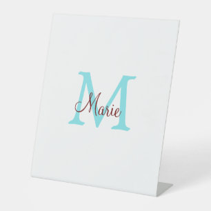 simple minimal add name monogram pink red throw pedestal sign