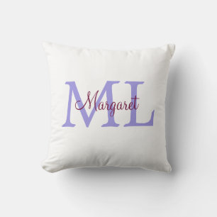 simple minimal add name monogram pink red throw pillow