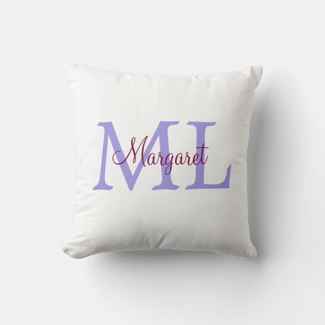 simple minimal add name monogram pink red   throw  pillow (Front)