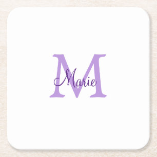 simple minimal add name monogram pink red   throw  square paper coaster