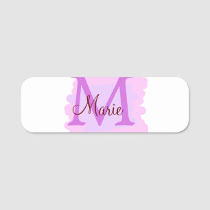 simple minimal add name monogram pink red throw tag