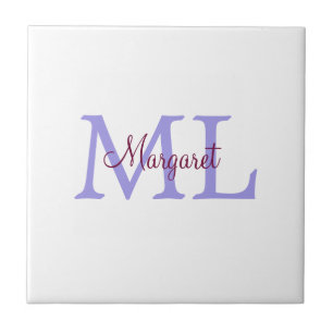 simple minimal add name monogram pink red throw tile