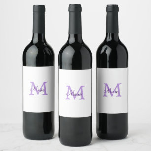 simple minimal add name monogram pink red throw wine label
