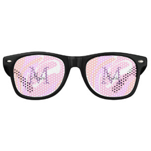 simple minimal add name monogram pink red watercol retro sunglasses