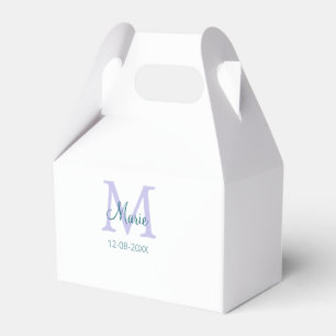 simple minimal add name monogram purple green date favor box