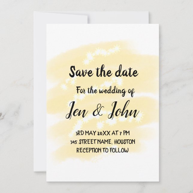 Simple minimal add name place date save the date i invitation (Front)