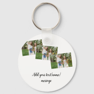 simple minimal add our photo collage name text   keychain