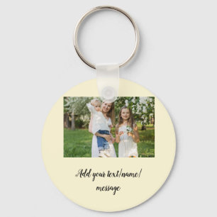 simple minimal add our photo collage name text keychain