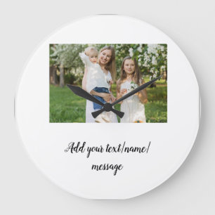 simple minimal add our photo collage name text large clock