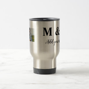 simple minimal add our photo collage name text thr travel mug