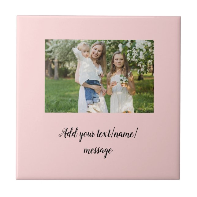 simple minimal add our photo collage name text   tile (Front)