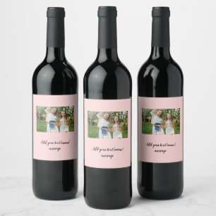 simple minimal add our photo collage name text wine label