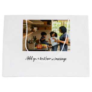 simple minimal add photo collage name family mom large gift bag