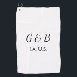SIMPLE MINIMAL add your couple name city name text Golf Towel<br><div class="desc">design</div>