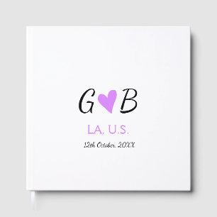 SIMPLE MINIMAL add your couple name city name text Guest Book