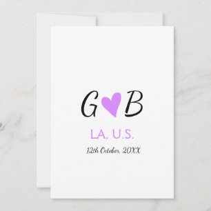 SIMPLE MINIMAL add your couple name city name text Invitation