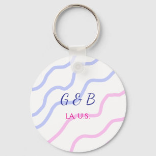 SIMPLE MINIMAL add your couple name city name text Keychain