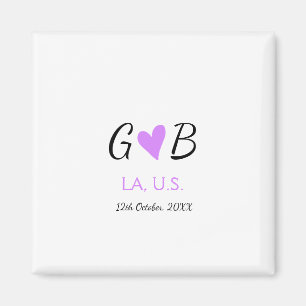 SIMPLE MINIMAL add your couple name city name text Magnet