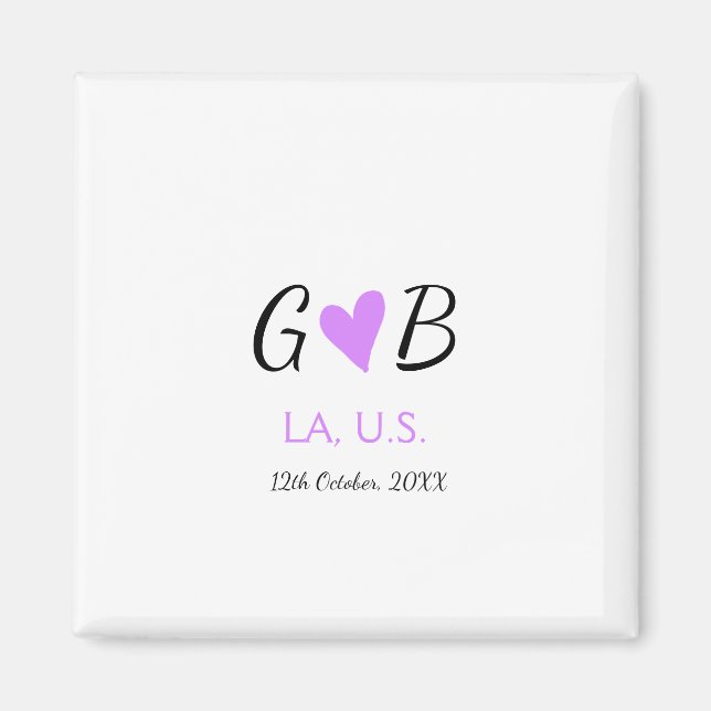 SIMPLE MINIMAL add your couple name city name text Magnet (Front)