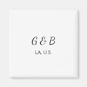 SIMPLE MINIMAL add your couple name city name text Magnet