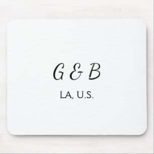 SIMPLE MINIMAL add your couple name city name text Mouse Pad
