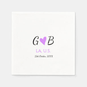 SIMPLE MINIMAL add your couple name city name text Napkin