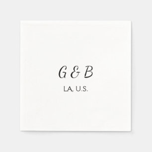SIMPLE MINIMAL add your couple name city name text Napkin