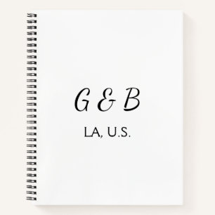SIMPLE MINIMAL add your couple name city name text Notebook