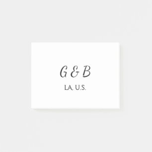 SIMPLE MINIMAL add your couple name city name text Post-it Notes