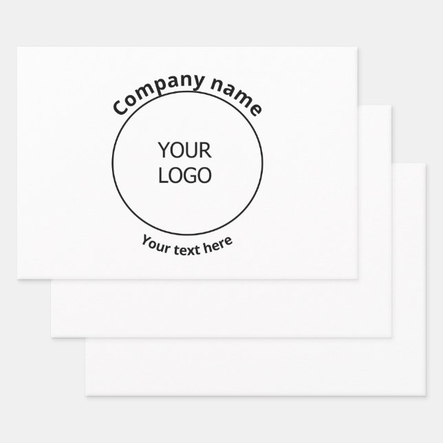 simple minimal add your logo business custom  wrap wrapping paper sheet (Set)