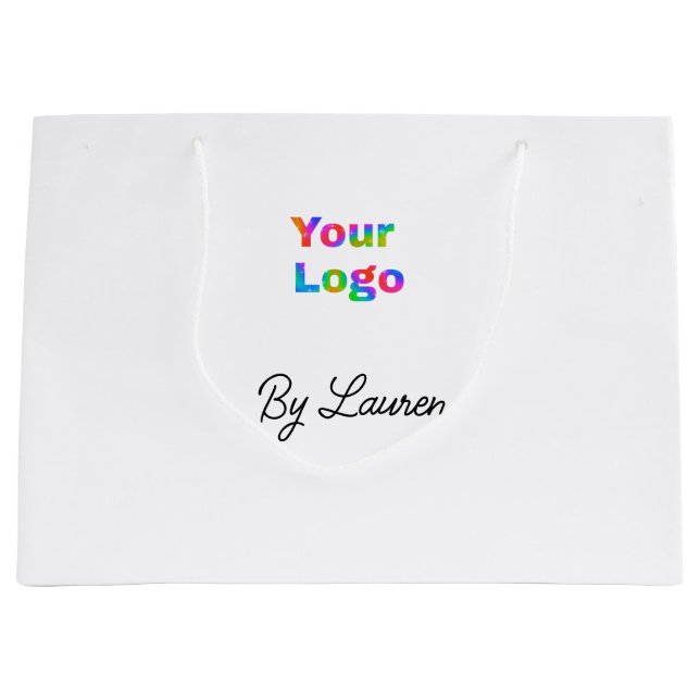 SIMPLE MINIMAL ADD YOUR LOGO CUSTOM TEXT HERE BUSI LARGE GIFT BAG (Front)