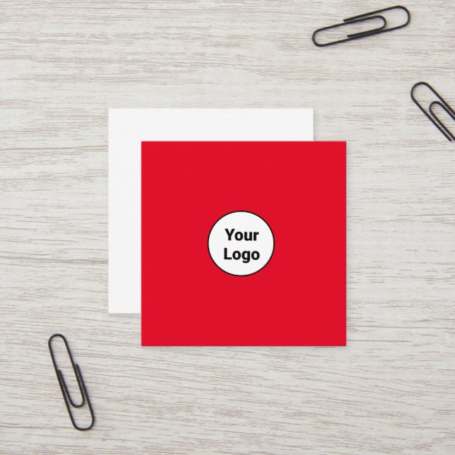 SIMPLE MINIMAL ADD YOUR LOGO CUSTOM TEXT HERE BUSI SQUARE BUSINESS CARD (Front/Back In Situ)
