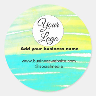 simple minimal add your logo/design BLUE YELLOW T Classic Round Sticker