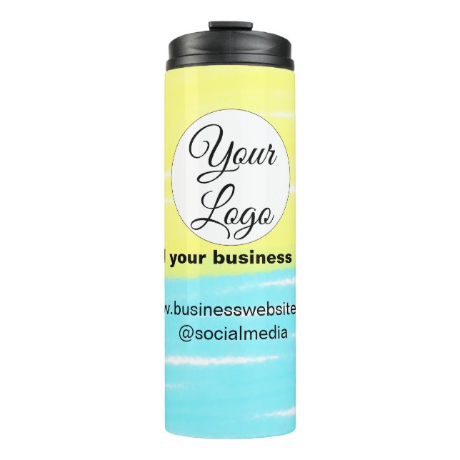simple minimal add your logo/design BLUE YELLOW  T Thermal Tumbler (Front)